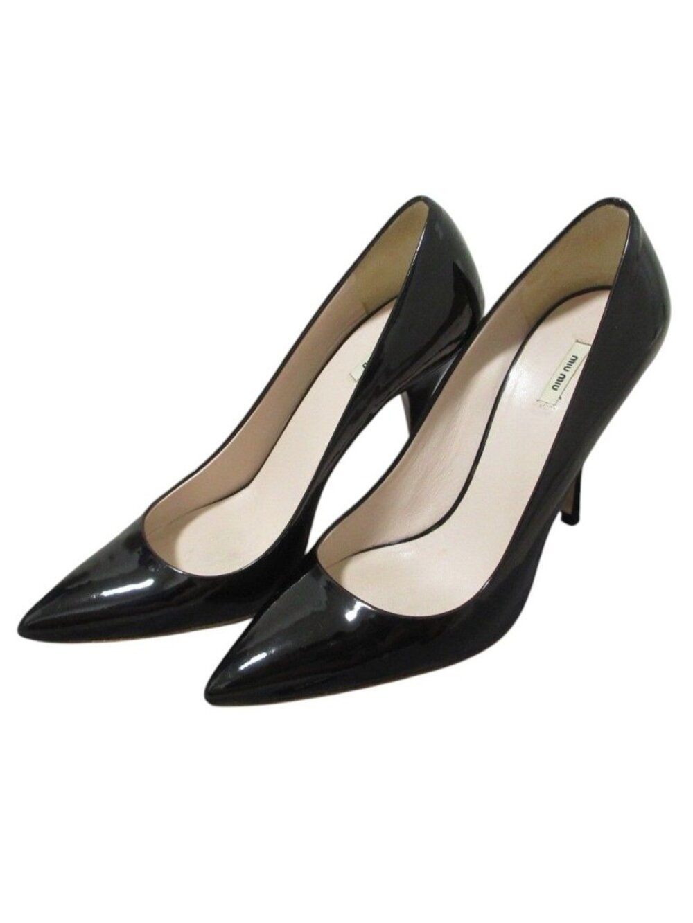 Miu Miu Patent Leather Pointed Toe Pumps Black Spring Summer Fall Winter